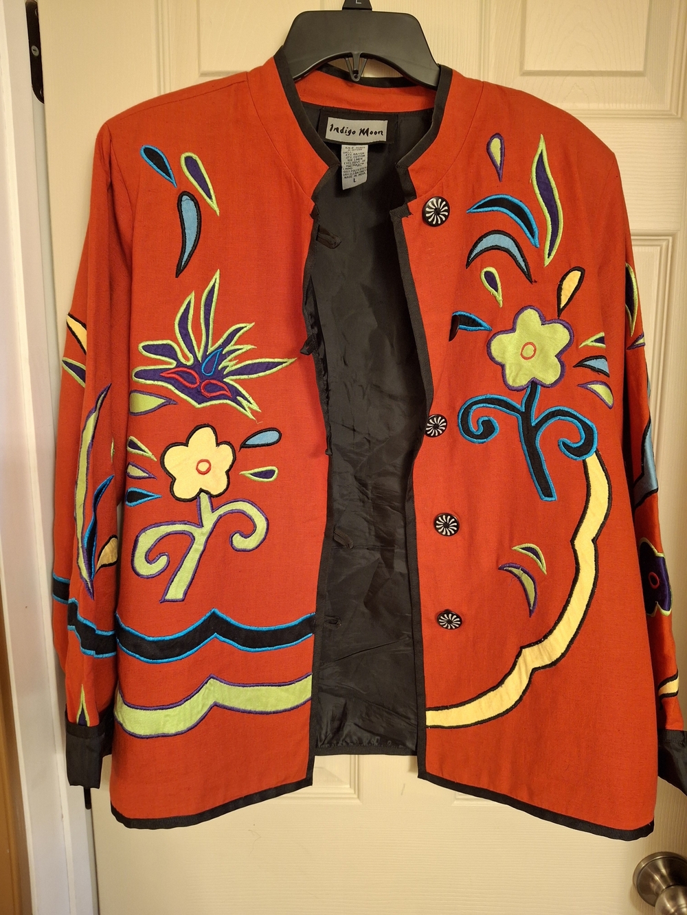 Indigo Moon Red Floral Embroidered Jacket